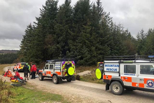 Mountain rescue volunteers at the scene