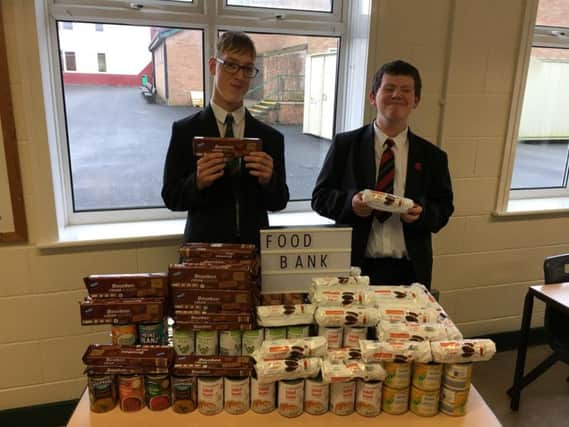 Pupils proud to have collected all the food