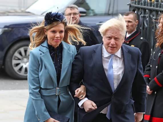 Boris Johnson and Carrie Symonds have announced the birth of a "healthy baby boy" at a London hospital earlier this morning. Pic: Yui Mok/PA Wire