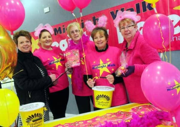 Launch of the Pendleside Hospice Midnight Walk (from left) Donna Kerr signing up for the walk with fundraiser Samantha Bracewell and volunteers Sybil Taylor, Ann Hartley and Margaret Blaney.
Photo Ben Parsons