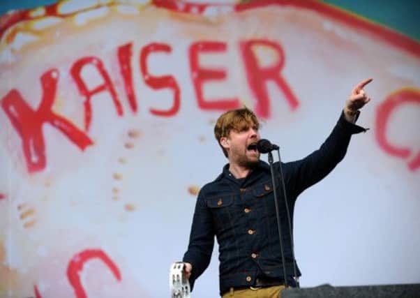 24 august 2012.
Leeds Festival at Bramham Park. Day one.
Kaiser Chiefs' Ricky Wilson on stage.