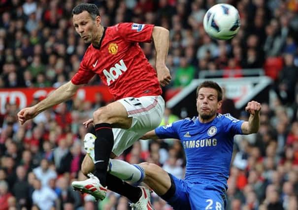 Chelsea's Cesar Azpilicueta (right) and Manchester United's Ryan Giggs battle for the ball during the Barclays Premier League match at Old Trafford, Manchester.