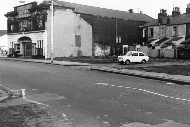 The Tivoli in Colne Road as it was in 1973. The spare land to the right of the cinema is the site of the properties which can be seen in the photograph of Ivy Street. The row to the right is on Steer Street.