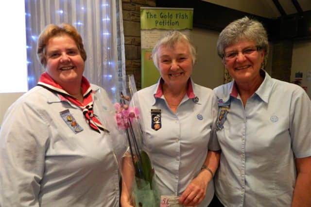 50 year service award - Sue Savory (County Commissioner), Olive Bolton, Christine Duckworth (President)