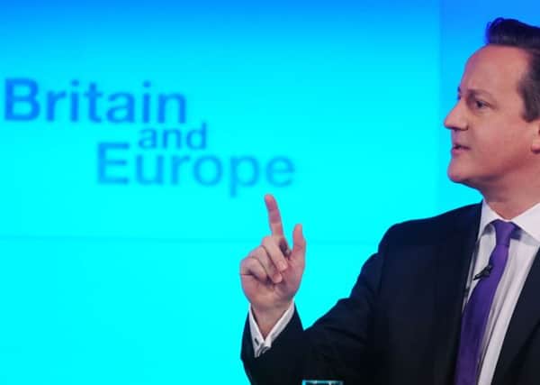 Prime Minister David Cameron makes a speech on Europe, in central London, where he promised an in/out referendum on the UK's membership of the European Union by the end of 2017, if the Conservatives win the next general election. Photo: Stefan Rousseau/PA Wire
