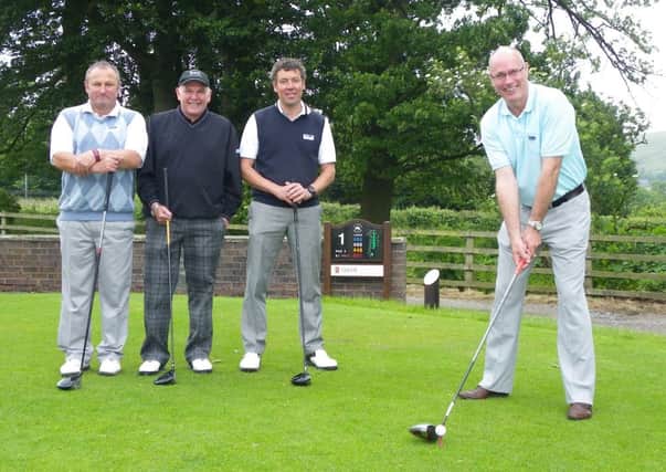 James Hargreaves Plumbing Depot managing director Gordon Rothwell is pictured getting proceedings unde rway on the first tee.