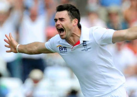 England's James Anderson celebrates after bowling Ashton Agar caught Alastair Cook for14 during  day five of the First Investec Ashes Test match at Trent Bridge, Nottingham. PRESS ASSOCIATION Photo. Picture date: Sunday July 14, 2013. See PA story CRICKET England. Photo credit should read: Rui Vieira/PA Wire. RESTRICTIONS: Use subject to restrictions. Editorial use only. No commercial use. No Book use. No transmission of moving images. Official sponsor logos only. Call 44 (0)1158 447447 for further information.