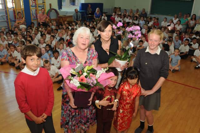 St Paul's Primary School headteacher Barbara Dewar and Maureen Morrissey who are both retiring at the end of term.
