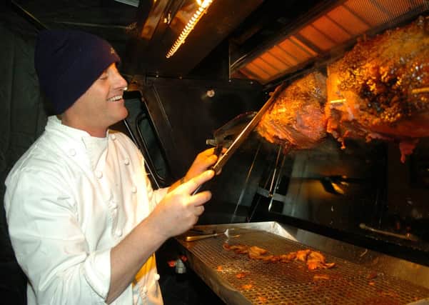 Mark Woods on the Horns Inn hog roast