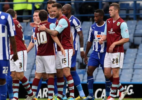 Sheffield Wednesday v Burnley
Sky Bet Championship
10th August 2013. Hillsborough

Burnley players celebrate the win at full time.

Picture by Dan Westwell