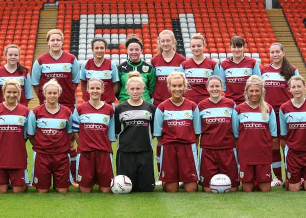 Burnley Ladies line-up at Bloomfield Road on Sunday before their 3-0 win in the Womens FA Cup