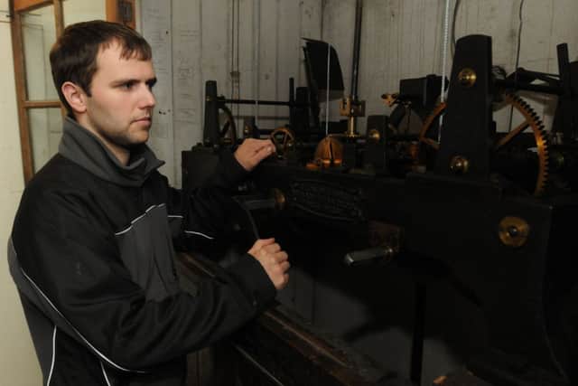 Clockmaker Matthew Warburton who has restored the chime on the St Nicholas Church clock after two years.