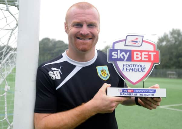 Clarets manager Sean Dyche with his Manager of the Month award for September.