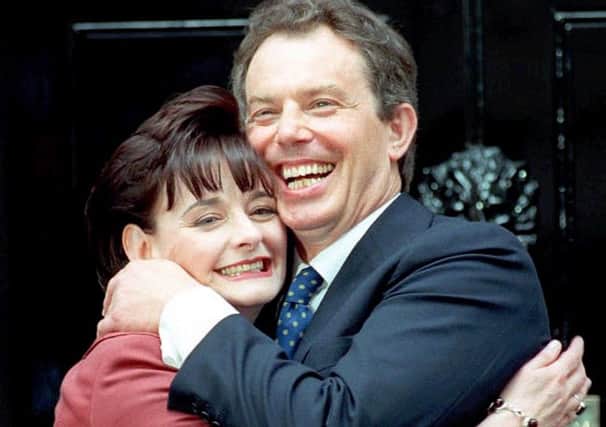 Tony Blair celebrates becoming Prime Minister with his wife Cherie Blair