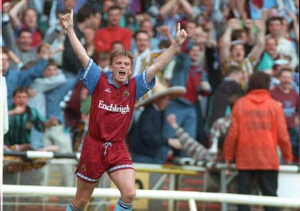 Wembley winner: Gary Parkinson celebrates putting Burnley ahead in the 1994 play-off final