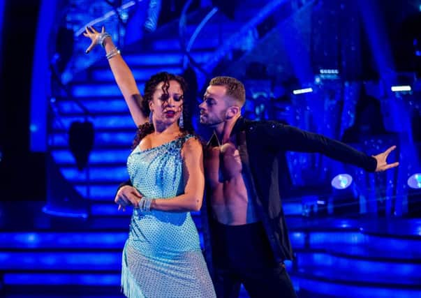 Embargoed to 2030 Saturday October 12. 

For use in UK, Ireland or Benelux countries only. 

BBC handout photo of Natalie Gumede and Artem Chigvinstev performing during rehearsals for the BBC programme Strictly Come Dancing. PRESS ASSOCIATION Photo. Issue date: Saturday October 12, 2013. See PA story SHOWBIZ Strictly. Photo credit should read: Guy Levy/BBC/PA Wire 

NOTE TO EDITORS: Not for use more than 21 days after issue. You may use this picture without charge only for the purpose of publicising or reporting on current BBC programming, personnel or other BBC output or activity within 21 days of issue. Any use after that time MUST be cleared through BBC Picture Publicity. Please credit the image to the BBC and any named photographer or independent programme maker, as described in the caption.