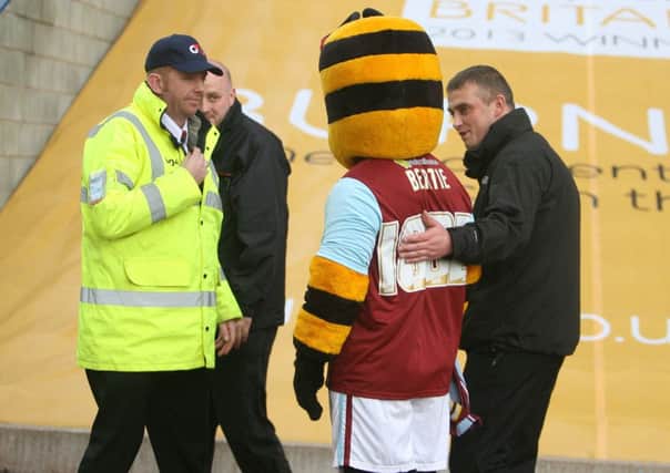 Bertie Bee is sent off by referee Andy Haines.