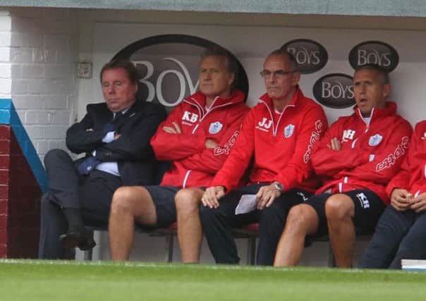 WATCHING BRIEF: Harry Redknapp, Kevin Bond and Joe Jordan watch proceedings unfold at Turf Moor on Saturday