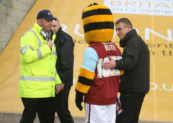 Bertie Bee is sent off by referee Andy Haines.