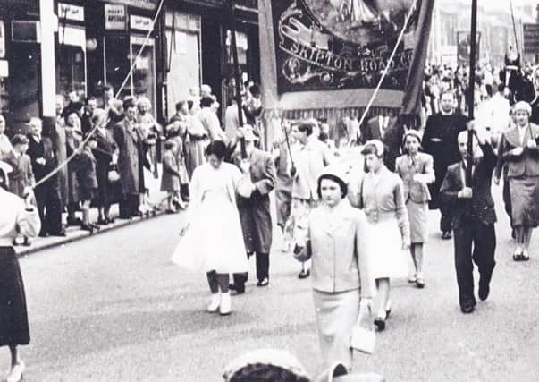 RELIGIOUS PARADE: Colne's Whitsun procession, 1958. (S)