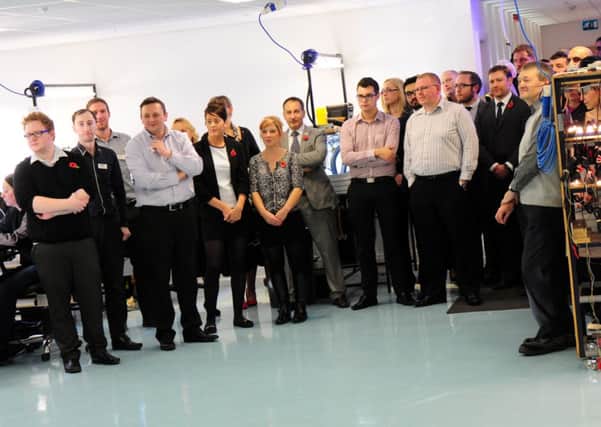 Staff ready to see HRH the Duke of Kent during his visit to acdc in Barrowford.
Photo Ben Parsons
