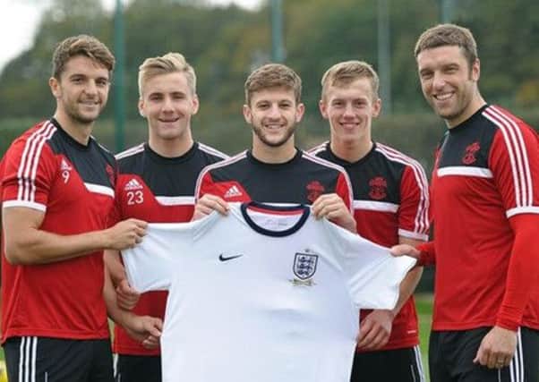 England call: Former Claret Jay Rodriguez celebrates his first senior England selection with his Southampton teammates Luke Shaw, Adam Lallana, James Ward-Prowse and Rickie Lambert