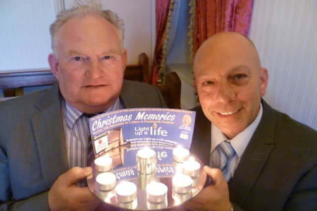 John Horan and Stephen Alderson from Alderson and Horan Funeral Services launch this years Pendleside Hospice Light up a Life campaign (s).