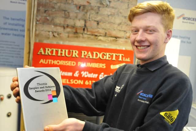 Henry Padgett scoops the Burnley College apprentice award in Nelson.