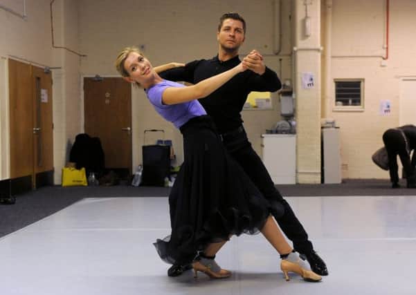 Rachel Riley and Pasha Kovalev rehearse their waltz ahead of Strictly Come dancing. Photo: Joe Giddens/PA Wire
