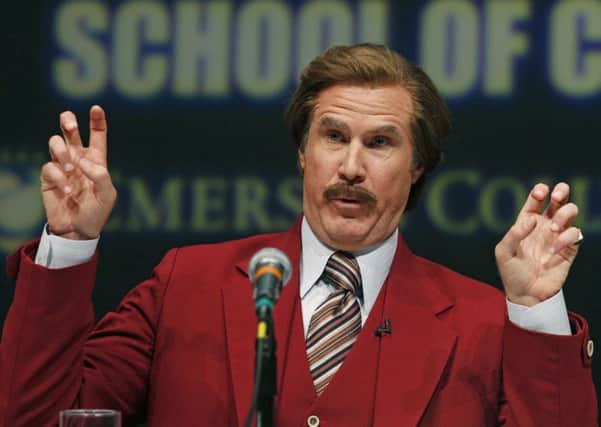 04/12/2013 File photo of Will Ferrell, who plays TV anchorman Ron Burgundy, in character during a news conference at Emerson College in Boston. See PA Feature FILM Ferrell. Picture credit should read: Elise Amendola/AP/PA Photos. WARNING: This picture must only be used to accompany PA Feature FILM Ferrell. UK REGIONAL PAPERS AND MAGAZINES, PLEASE REMOVE FROM ALL COMPUTERS AND ARCHIVES BY 30/12/2013.