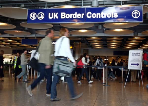 Border Control in Terminal Five of London's Heathrow Airport.