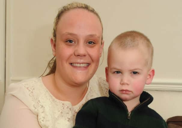 Jenna Stanworth with her son Lucas (2) who suffers from a rare brain condition.