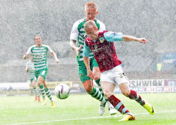 Ryan Noble in action against Yeovil Town on his debut