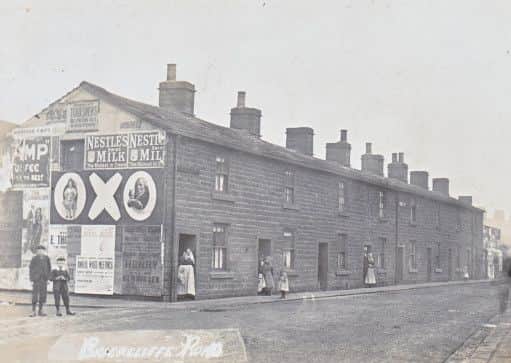 Briercliffe Road cottages from Swinless Street, April 1906