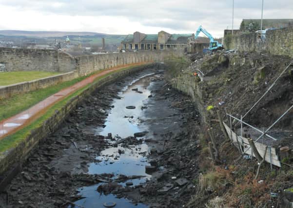 Leeds Liverpool Canal (sandy gate) is drained to carry out structural work on retaining walls.
