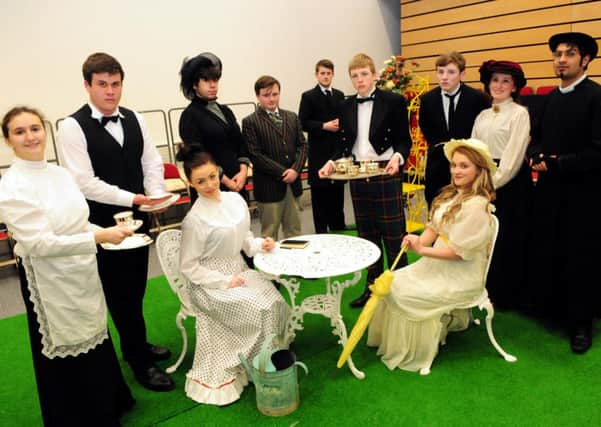 Cast of The Importance of Being Ernest at Thomas Whitham Sixth Form in Burnley.
Photo Ben Parsons