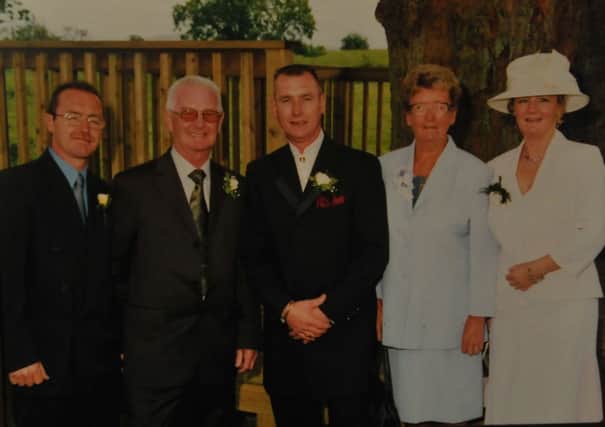 David Blackburn is desperately trying to return his mum home to Foulridge. David is pictured with his mum, Doreen, his dad, Maurice and brother, Michael.