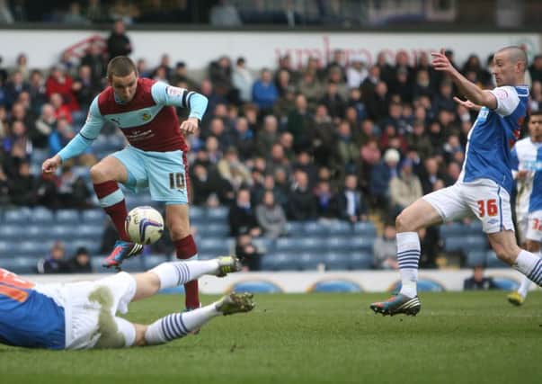 Derby day: Clarets midfielder David Jones, far right, in action for Blackburn against Burnley last season