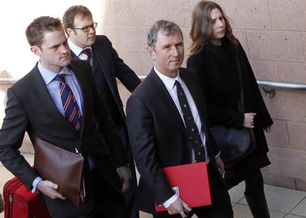 Allegations:  Nigel Evans, second right, arrives at court this week