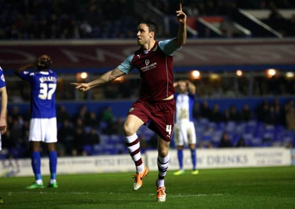 Dancing duff: Clarets defender Michael Duff celebrates his first goal since Boxing Day 2012