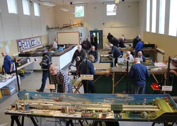 The scene at the start of Brierfield Model Railway Club exhibition.