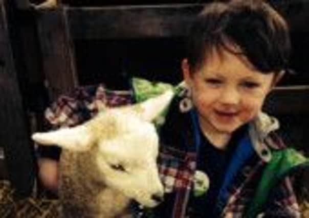 Lewis Sugden with a lamb (S)
