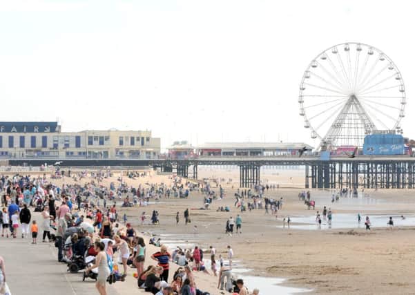 Pictures Martin Bostock
 Crowds on Blackpool beach and promenade