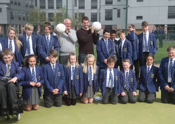 Tom Heaton and Jimmy Robson meet the Blessed Trinity pupils