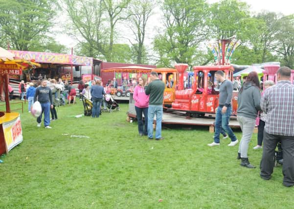 Crowds at the May Day festival at Towneley Hall.