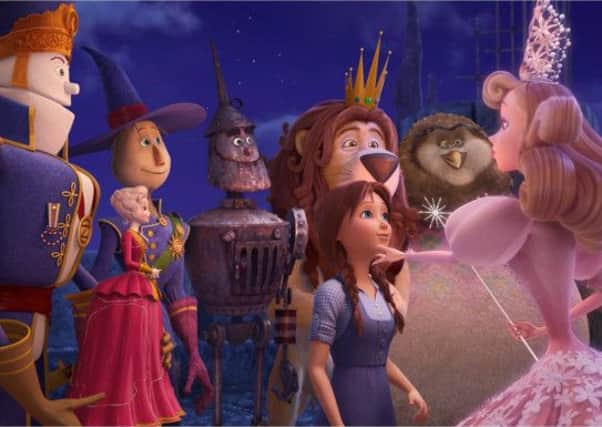 Undated Film Still Handout from Legends Of Oz: Dorthy's Return. Pictured: Marshall Mallow (voiced by Hugh Dancy), China Princess (voiced by Megan Hilty), Scarecrow (voiced by Dan Aykroyd), Tin Man (voiced by Kelsey Grammer), Dorothy (voiced by Lea Michelle), Lion (voiced by Jim Belushi), Wiser (voiced by Oliver Platt) and Glinda (voiced by Bernadette Peters). See PA Feature FILM Film Reviews. Picture credit should read: PA Photo/Signature Entertainment. WARNING: This picture must only be used to accompany PA Feature FILM Film Reviews.