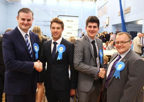 Left to right, MP Andrew Stephenson, Barrowford councillor Chris Jowett (23), Barnoldswick councillor Lyle Davy and Conservative leader Coun. Joe Cooney.