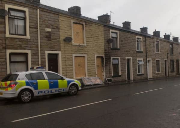 The scene of the fire in Manchester Road, Hapton, where a woman died