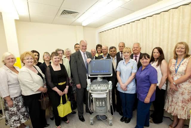 The Urology Investigations Unit at Burnley General Hospital. 
MP Gordon Birtwistle hands over a new prostate scanner which he paid for through a year-long fund-raising appeal. Photo Ian Robinson