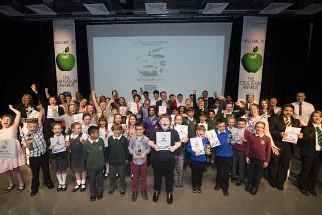 East Lancashire Education Awards held at Burnley College Sixth Form Centre. 
Pictured are all the award winners and nominees